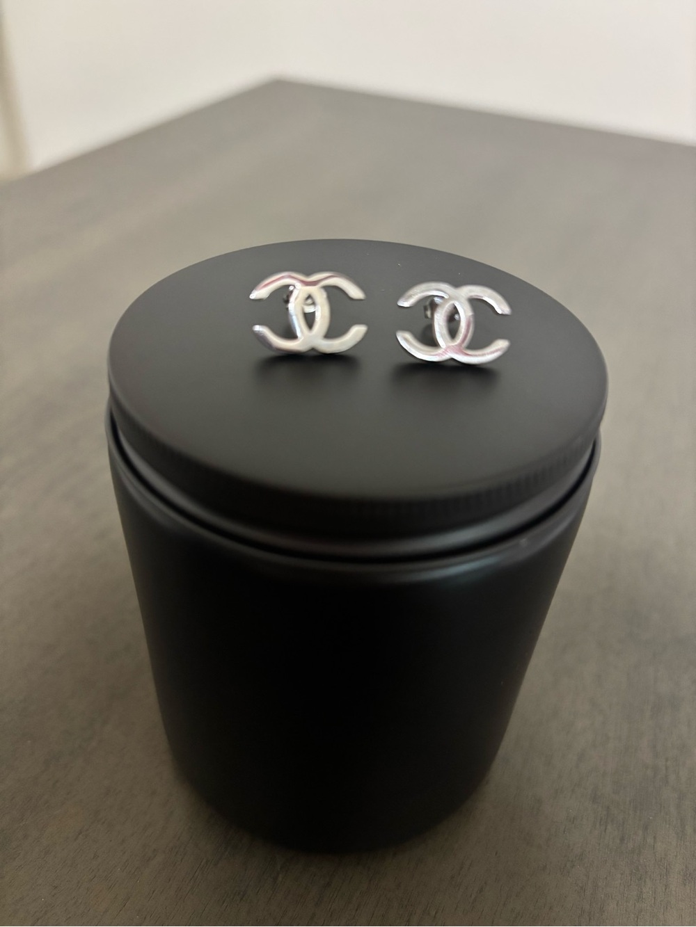 Fashion Silver CC Stud Earrings
